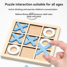 Wooden Board Tic-Tac Toe Game XO Table Game Toy Classical Family Children Puzzle Game Educational Toys Orange + White