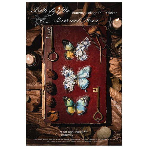 Retro Notebook Decoration Material Stickers DIY Decorative Sticker for Notebook Labels, Violet Butterfly 2