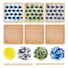 Rhombus Mosaic Tiles Coaster Kit DIY Mosaic Bamboo Coaster Kits Mosaics Coaster Making Kit,for Adults Handmade Decor