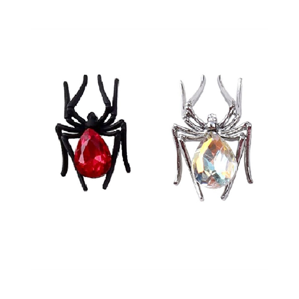 Finished Product Spider Ornaments Retro Alloy Studded Manicure Decoration Black & Silver