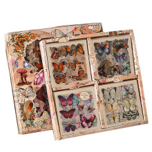 100 Folhas de Adesivos de Álbum de Recortes de Flores de Plantas de Borboleta Vintage para Suprimentos de Diário, Asas de Borboleta