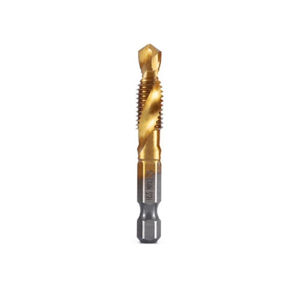 M8x1.25 Hex Shank Titanium Plated Hss Screw Thread Metric Tap Drill Bits Screw Machine Compound Tap Open Chamfer Tool 6031265213502