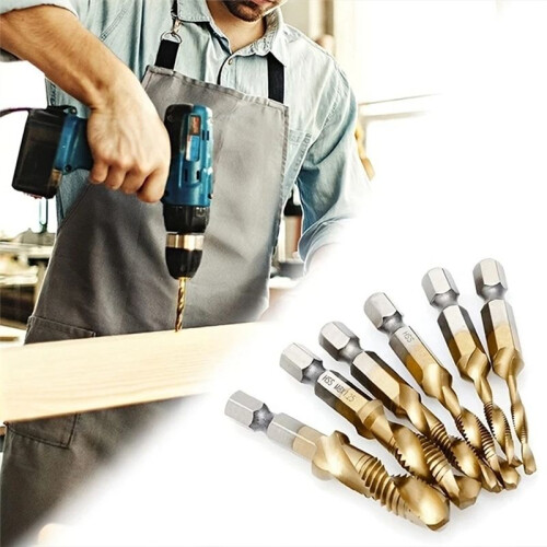 M3x0.5mm Hex Shank Titanium Plated HSS Screw Thread Metric Tap Drill Bits Screw Machine Compound Tap Open Chamfer Tool 2