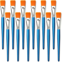 Flat Paint Brushes for Acrylic Painting,12Pcs Large Synthetic Paint Brushes Bulk with Wooden Handle for Acrylic,Crafts