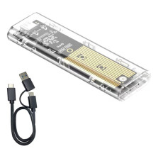 M.2 NVMe SSD Enclosure USB 3.2 Gen 2 10 Gbps Transparent External Drive Case for PC Laptop
