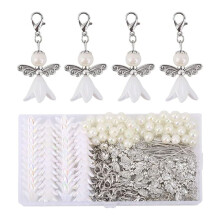 50sets DIY Guardian Angel Pendant Kit, Make Your Own Pearl Angel Pendant, Key Ring, Pendant for DIY Wedding Crafts