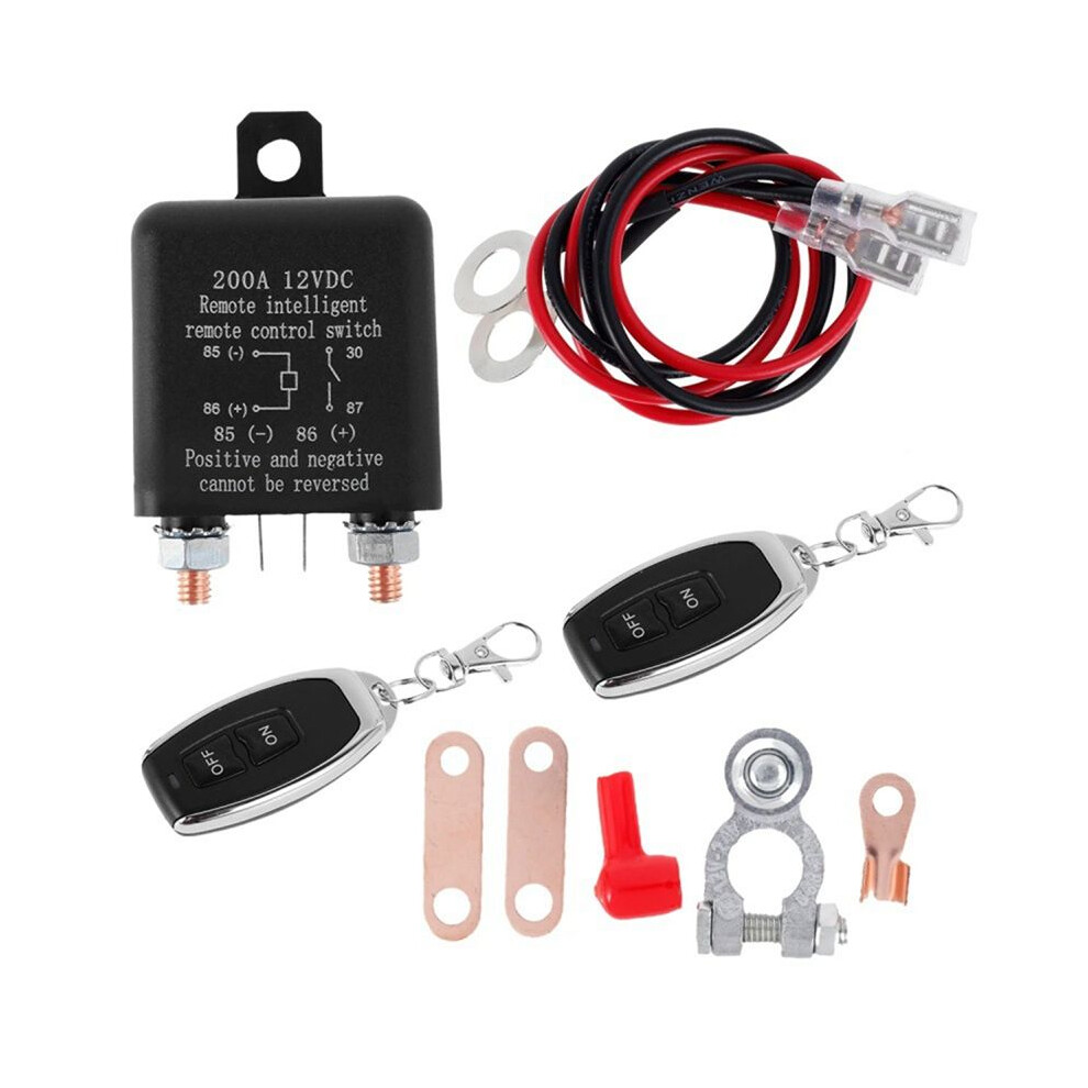 12V 200A Battery Relay Remote Control Battery Disconnect Cut Off Isolator Anti-Theft For Car Boat Black 6034170033722