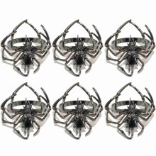 Halloween Servetringhouder Set van 6, Spider Servetring Gesp Spooky Strass Servetringhouder Metaallegering