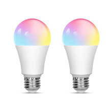 2 Piezas Tuya E27 Bombilla Inteligente, Bombilla WIFI Regulable, Ahorro de Energía RGBCW Controlado por Alexa, Atenuación y Ajuste de Color 18W