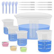 Silicone Resin Mixing Measuring Cups for Resin Supplies, 600ml/20oz Bowl, 250 & 100ml Thickened Reusable Silicone Cups