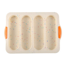 4-Slot French Cake Mold French DIY Small Bread Mold Non-Stick Easy-to-Release Baking Tray White