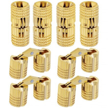 8Pcs 10 mm Hidden Brass Hinges,180 Degree Opening Angle Concealed Furniture Hinges for DIY Jewelry Box Hand