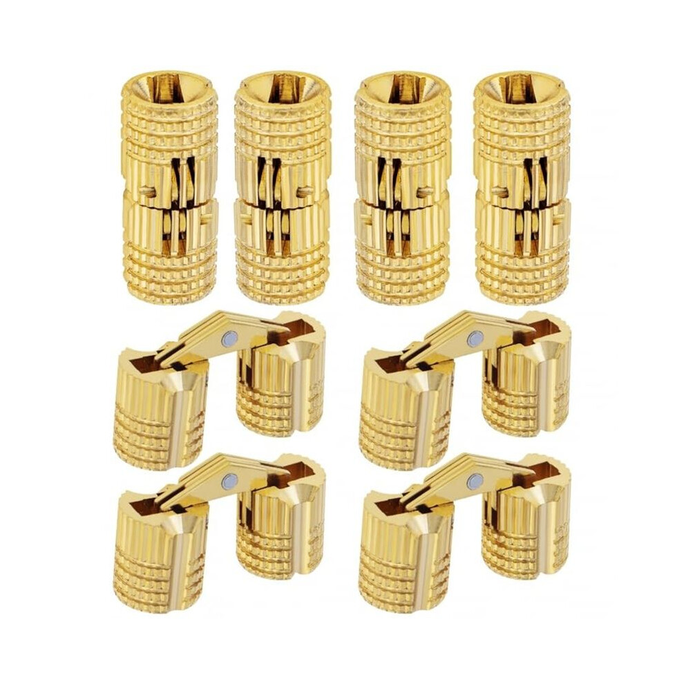8Pcs 10 Mm Hidden Brass Hinges,180 Degree Opening Angle Concealed Furniture Hinges For Diy Jewelry Box Hand 4712562037443