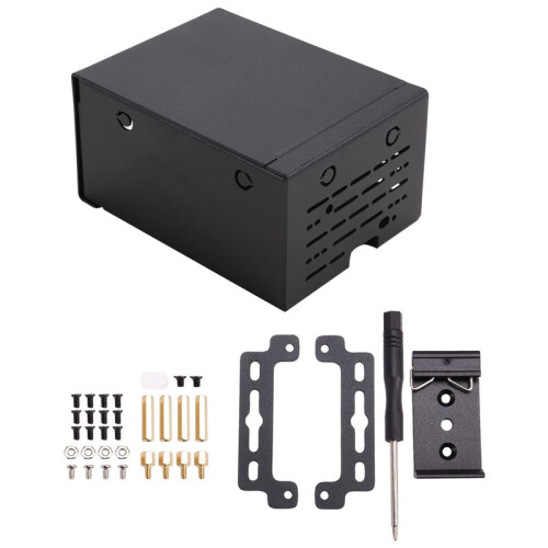 For Raspberry Pi 5 Industrial Grade Large Space Metal Case for Active Cooler PCle/PoE HAT