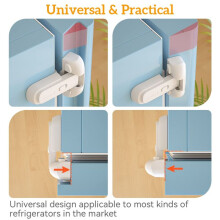 2Pcs Safe Fridge Lock, Child Proof Refrigerator Freezer Door Lock, Protect Refrigerators with Sealing Strips White