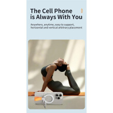 Versatile Magnetic Phone Holder with Adjustable Kickstand, Comfort Grip, in Stylish Black-Orange