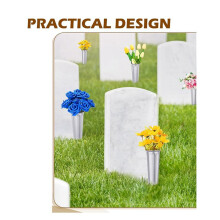 12 Pcs Cemetery Vases with Spikes Memorial Floral Vases Grave Flower Holder Cone in Ground Vases with Stakes Green