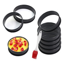 8Pack Crumpet Ringen Anti-Aanbak Engelse Muffin Ringen 3,15 Inch - Roestvrij Staal Dubbelgerolde Taartringen Ronde Ringvormen