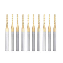 10PCS Titanium Coat Carbide End Mill Engraving Milling Cutter CNC Router Bits for PCB Machine, 1/8 Inch Shank 1.5Mm