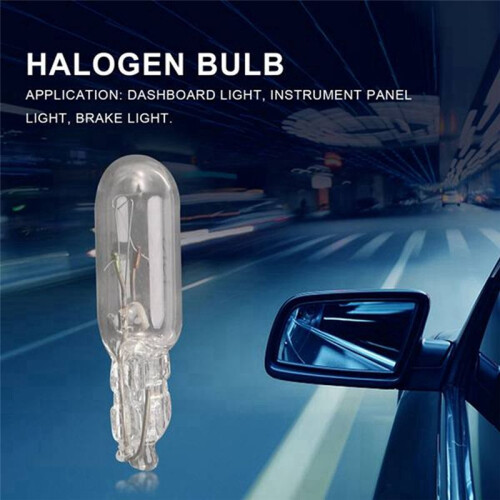 100Pcs T5 Halogen Bulb Car Instrument Panel Lamp Auto Wedge Dashboard Lamp 1.2W 12V Light Source Warm White 1