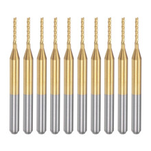 10PCS Titanium Coat Carbide End Mill Engraving Milling Cutter CNC Router Bits for PCB Machine, 1/8 Inch Shank 1.1Mm