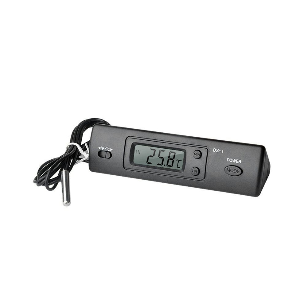 -1 Car Thermometer LCD Display C/F Clock Temperature Sensor Controller Indoor Outdoor Thermostat with Probe