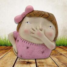 Nose Pinching Girl Fleshy Flower Pot Resin  Home Garden Desk Ornaments Gift