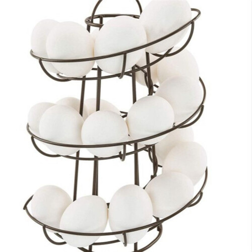 Kitchen Egg Rack, Spiral Egg Basket, Iron Practical Egg Storage Rack, Storage Rack Red 2
