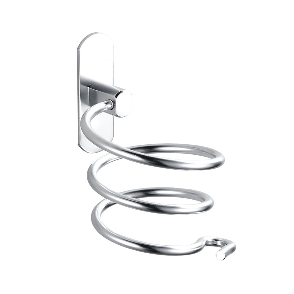 Tlily Silver Wall Mounted Hair Dryer Holder Spiral Hair Care Tools Hanging Rack Organizer For Blow Dryer Storage Organizer