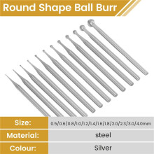 12Pcs Round Shape Burr Set - 3/32Inch Shank Jewelry Making Burs Round Shape Engraving Bits