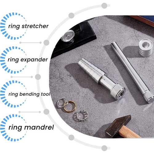 Maca de Anel de Metal de 6-1/2 Polegadas, Ferramenta de Ajuste de Aliança de Casamento de Dedo, Ferramenta de Dimensionamento de Anel de Joias 1