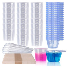 Kit di Tazze per Miscelazione Epossidica, 200 Pezzi, Plastica, Misurini Usa e Getta da 30 Ml, Contagocce per Miscelare Vernici, Creazione di Gioielli