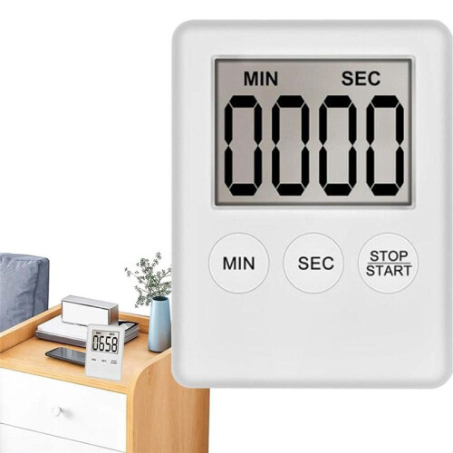Digital Kitchen Timer, Timer, Egg Timer, Suitable for Work, Sports Timer, Game, Cooking Timer, 2 Pack White 2