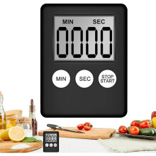 Timer da Cucina Digitale, Timer, Timer per Uova, Adatto per Lavoro, Timer Sportivo, Gioco, Timer da Cucina, Confezione da 2 Nero