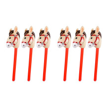 6 StüCke Aufblasbare Pferde KöPfe Cowgirl Stick PVC Ballon Außen Lern Spielzeug für Kinder Babys Geburtstags Geschenke
