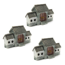 3X Miniatur Villa Haus Puppenhaus Topfblume Pflanze Handwerk DIY Ornament Bonsai Dekor Chinesische Alte Stadt Tor Grau