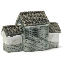 3X Miniature Villa House Dollhouse Potted Flower Plant DIY Ornament Bonsai Decor Chinese Ancient City Gate Gray