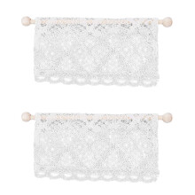 2X Dollhouse Rideaux Accessoires de Meubles Miniatures Cantonnière avec Tige Échelle 1:12 Beige