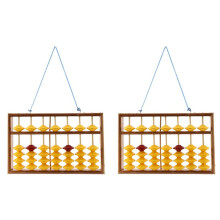 2X 7 Column Non-Slip Hanging Wooden Abacus Chinese Soroban Educational Tool Mathmetic Calculator for Student Teacher