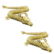2PCS Gold Dragon with Movable Joints, Chinese Dragon Collectible Figurines Table Decor Ornament, 3D Dragon Statue