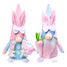 Coniglietto Gnomo Pasquale - 2 Pezzi di Conigli di Peluche Tomte Svedesi Fatti un Mano con Uovo di Pasqua e Carota, Adatti Come Decorazione Pasquale