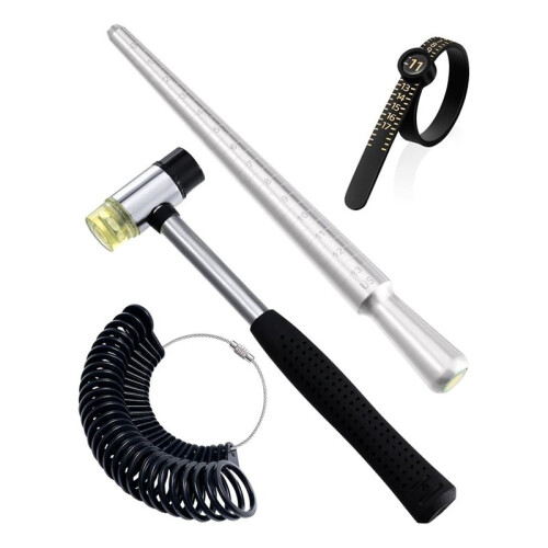 Ring Sizer Measuring Tool Set, Ring Sizer with Magnifying Glass, Integrated Conical Solid Ring Mandrel for Ring Repair 1