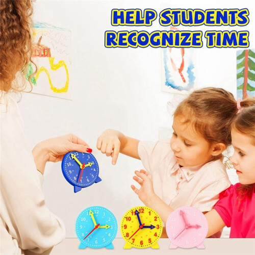 4 Inch Student Learning Clock  Model, Teacher Gear Clock 24 Hour School Learning Tools