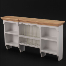 1/12 DollHouse Miniature Furniture Wall Hanging Cabinet Wooden Storage Shelf for Dollhouse Dining Room,White