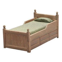 1:12 Dollhouse Bed, Dollhouse Furniture Queen Bed With Bedding and Drawers for Dollhouse Accessories