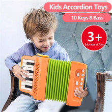 Accordion Toy 10 Keys 8 Bass Accordions for Kids Musical Instrument Educational Toys Gifts for Toddlers Beginners-Green