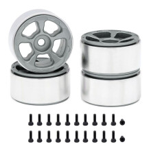 4PCS 1.0in Metal Wheel Rims for 1/24 1/18 RC Crawler Car Axial SCX24 AX24 FCX24 Enduro24 TRX4M,Narrow 5-Spokes Grey