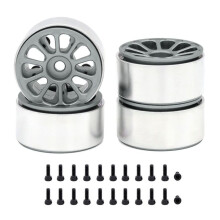 4 STUKS 1.0 Inch Metalen Velgen voor 1/24 1/18 RC Crawler Auto Axiaal SCX24 AX24 FCX24 Enduro24 TRX4M, 10-Spaken Grijs