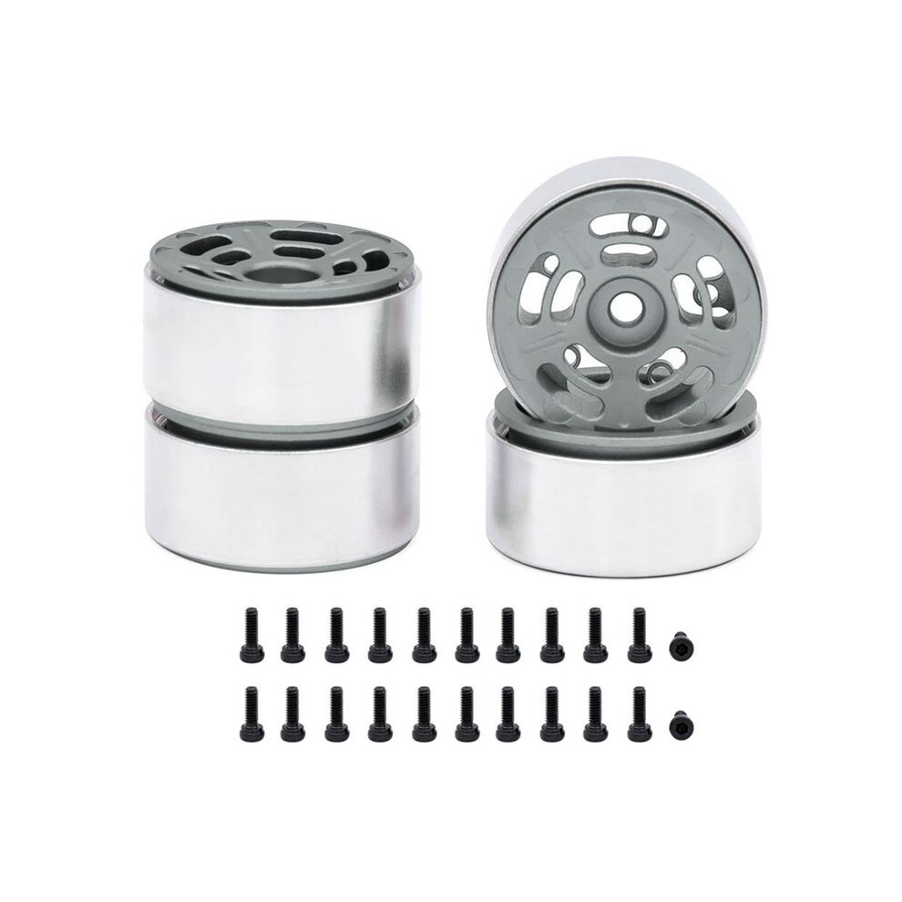 Tauoh 4Pcs 1.0In Metal Wheel Rims For 1/24 1/18 Rc Crawler Car Axial Scx24 Ax24 Fcx24 Enduro24 Trx4m,Dual-Hole 5-Spokes Grey
