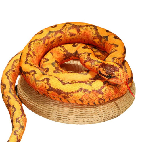 Simulatie Python Knuffel Reuzenpython  Pluche Dierenpluche  Halloween Decoratie Cadeau Oranje Ring Python